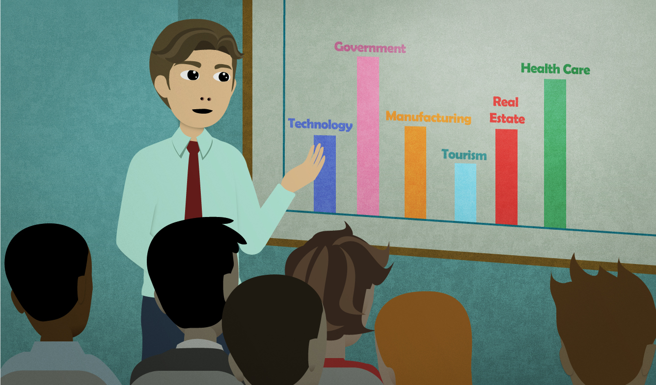 English Lesson: Employment in the region is relatively stable because the majority of jobs are in government and health care.